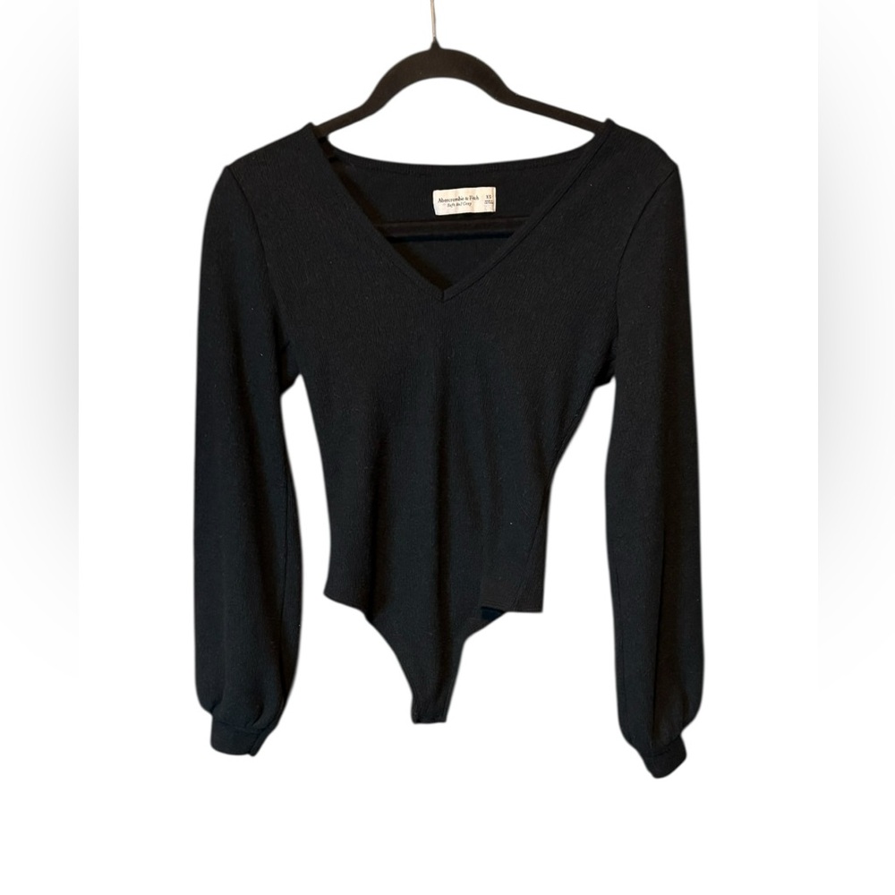 Abercrombie & Fitch Black V-Neck Bodysuit XS Soft Stretchy Fall Basic